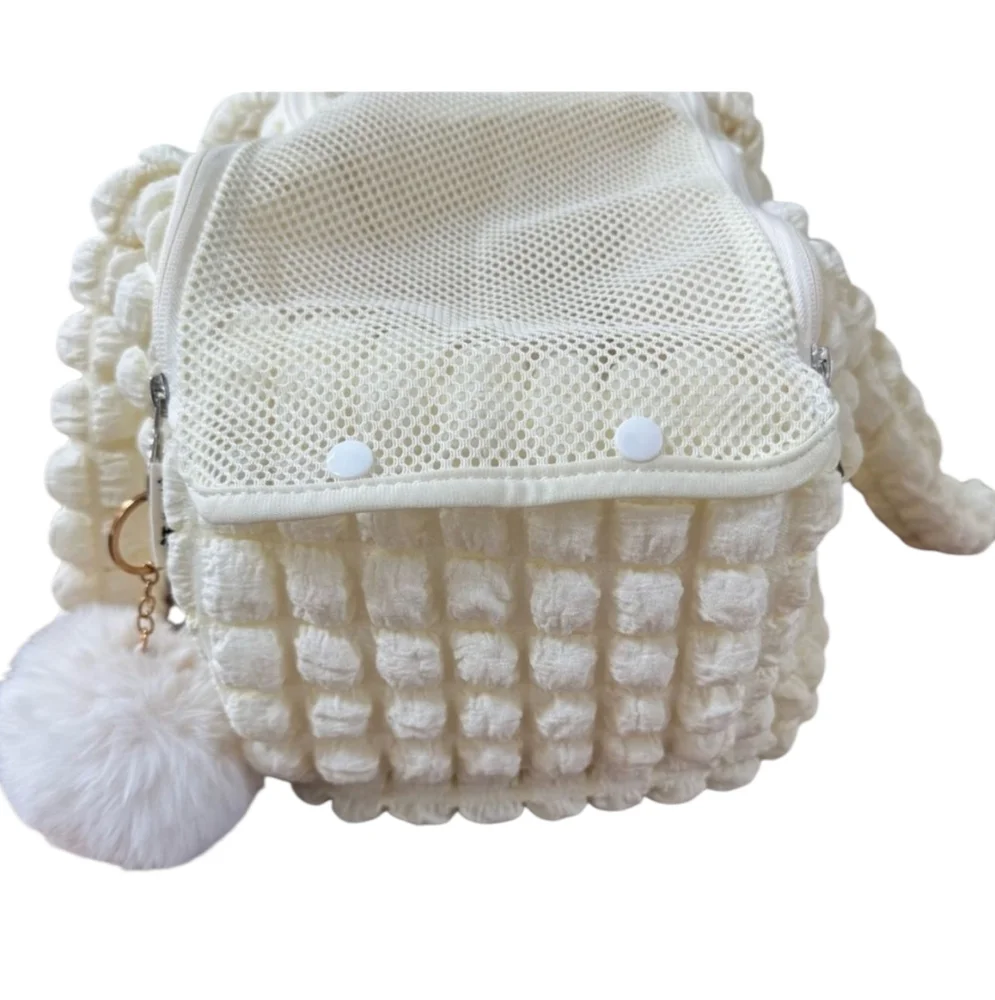 Cozy Cream Chic Pretty Stylish and Comfy Quilted Puppy Dog Pet Carrier and Purse